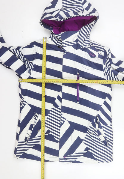 O'Neill Women's Blue Striped Waterproof Ski Jacket Size M