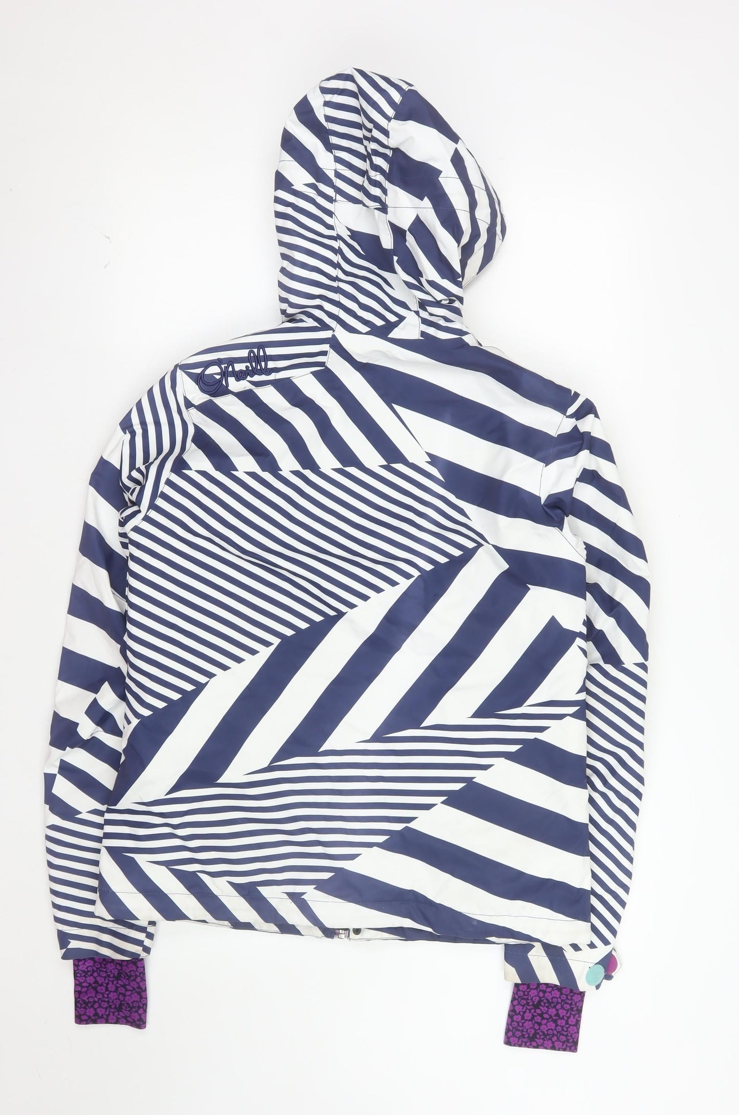 O'Neill Women's Blue Striped Waterproof Ski Jacket Size M
