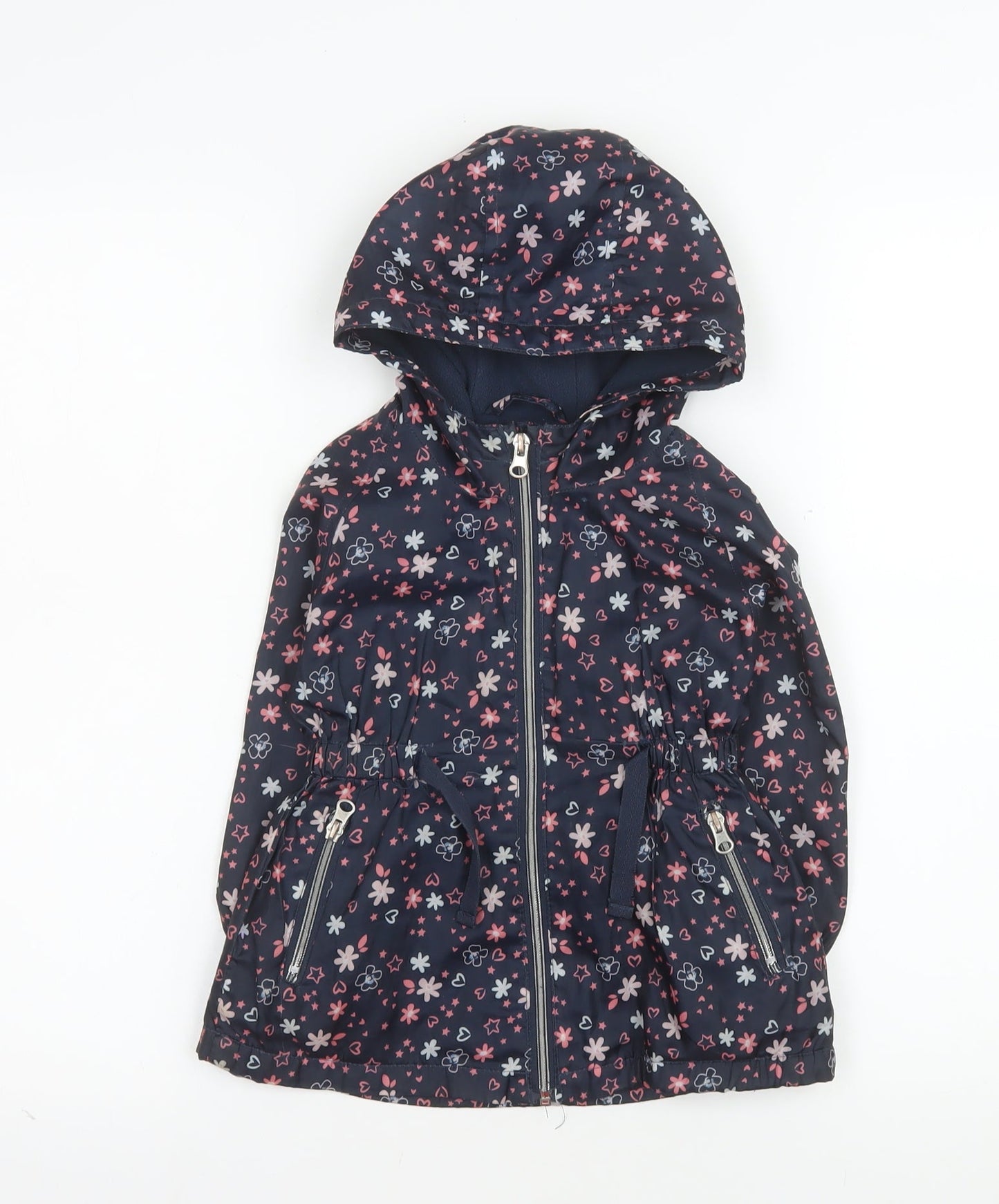 Young Dimension Girls Blue Floral Hooded Rain Coat 2-3 Years