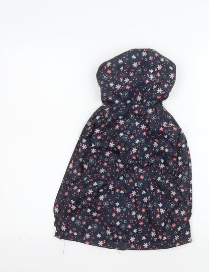 Young Dimension Girls Blue Floral Hooded Rain Coat 2-3 Years