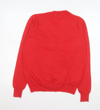 Fred Perry Women's Red Cotton Cardigan Size 12 V-Neck