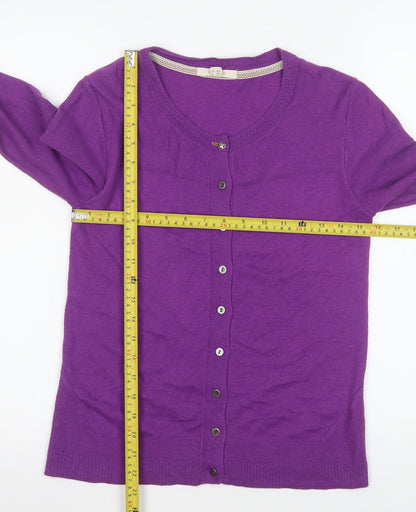 White Stuff Women's Purple Cardigan UK 8 Merino Wool Cotton Blend