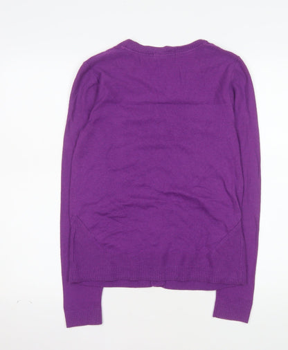 White Stuff Women's Purple Cardigan UK 8 Merino Wool Cotton Blend