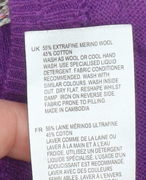 White Stuff Women's Purple Cardigan UK 8 Merino Wool Cotton Blend