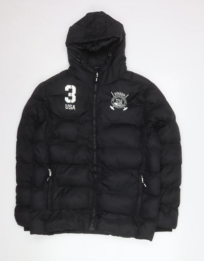 Vinson Polo Club Men's Black Hooded Puffer Jacket Size S