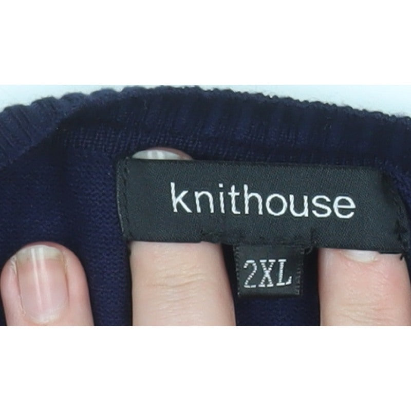 Knithouse Men’s Blue 2XL V-Neck Pullover Jumper