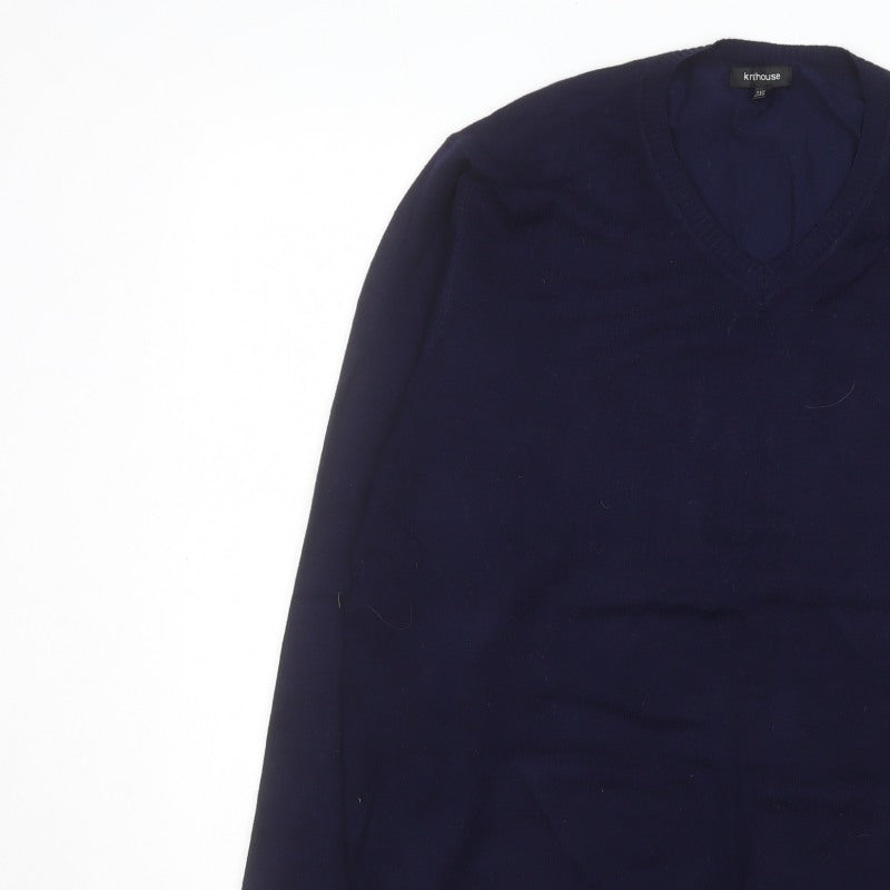 Knithouse Men’s Blue 2XL V-Neck Pullover Jumper