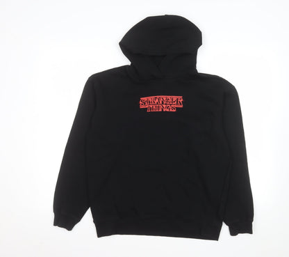 H&M Boys Black Stranger Things Pullover Hoodie 14 Years Graphic Print