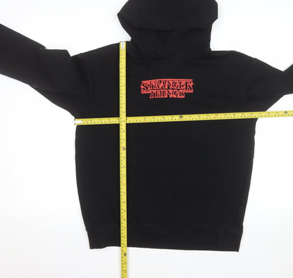H&M Boys Black Stranger Things Pullover Hoodie 14 Years Graphic Print