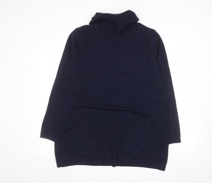 M&Co Women’s Navy Blue Roll Neck Tunic Jumper Size 18
