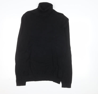 Topman Men's Black Roll Neck Cotton Jumper Size M