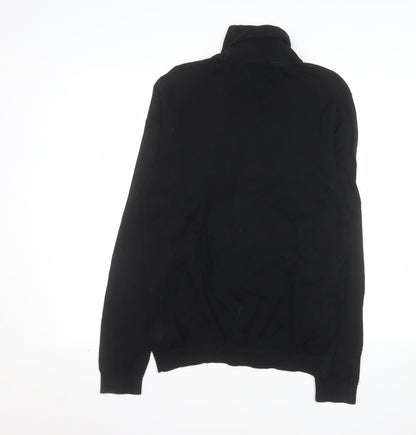 Topman Men's Black Roll Neck Cotton Jumper Size M