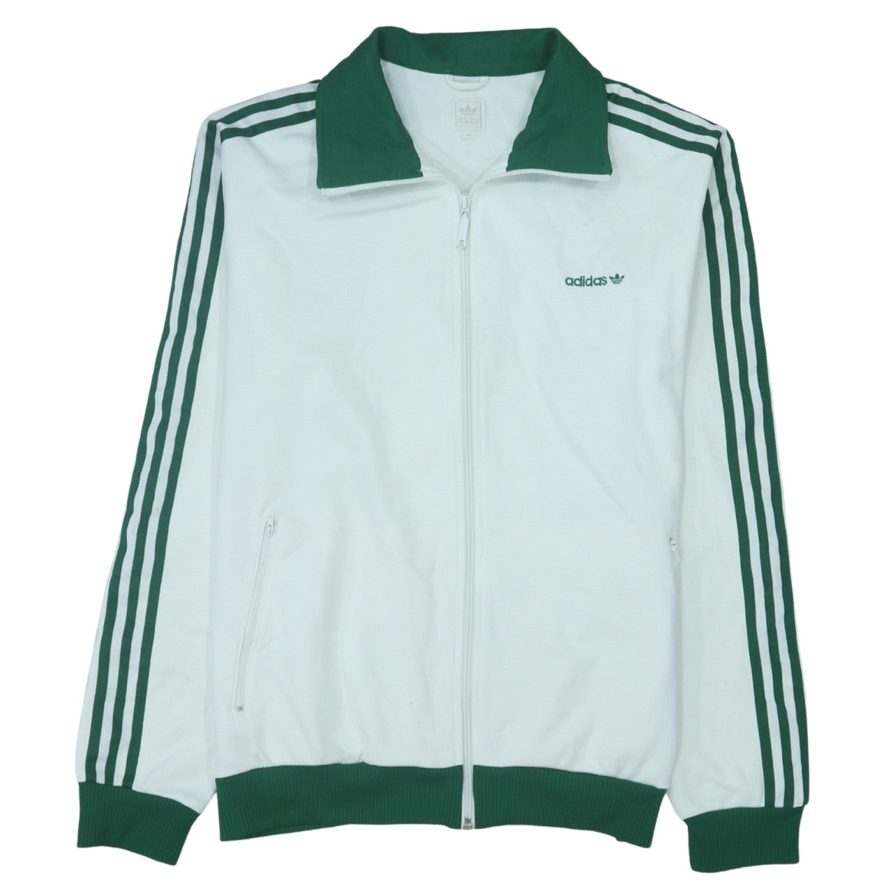 Adidas Men's White Green XL Track Jacket Full Zip Sportswear