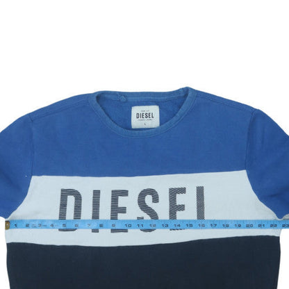 Diesel Mens Blue Crew Neck Sweatshirt L Graphic Cotton Blend