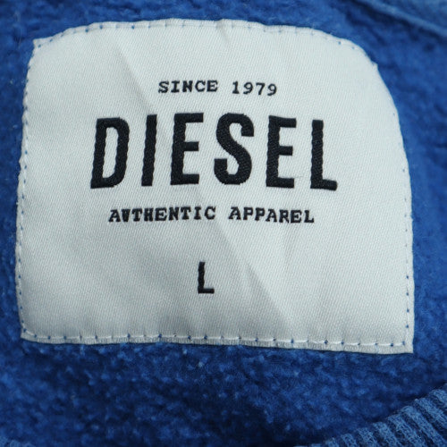 Diesel Mens Blue Crew Neck Sweatshirt L Graphic Cotton Blend