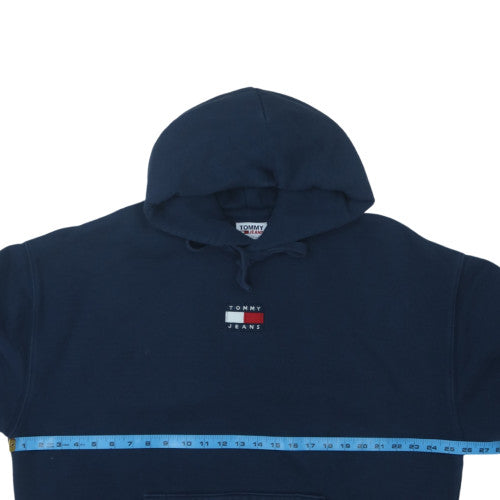 Tommy Jeans Men's Blue XL Pullover Hoodie Classic Logo Fleece