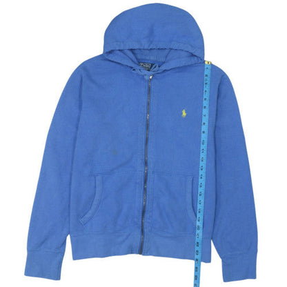 Ralph Lauren Men’s Blue Full Zip Hoodie Size M Logo Cotton Blend
