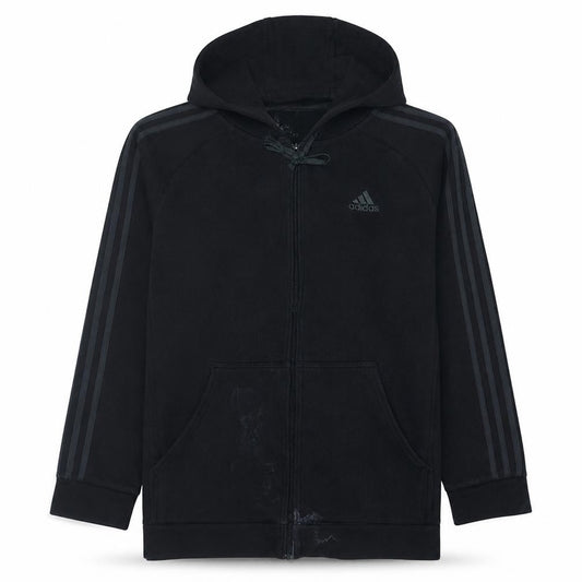 Front view of Adidas Men's Black Full Zip Hoodie, size M, Sports Fleece Sweatshirt