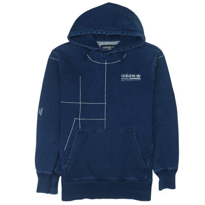 Adidas Men Blue Pullover Hoodie Small Logo Sports Cotton Sweatshirt