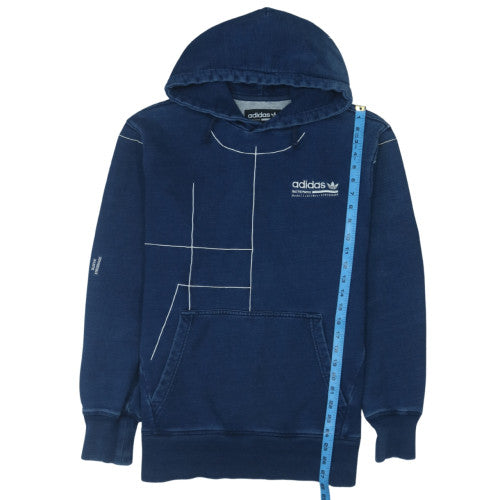 Adidas Men Blue Pullover Hoodie Small Logo Sports Cotton Sweatshirt