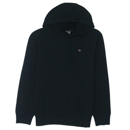 Napapijri Men’s Black Pullover Hoodie Size L Fleece Logo Sweatshirt