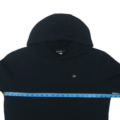 Napapijri Men’s Black Pullover Hoodie Size L Fleece Logo Sweatshirt