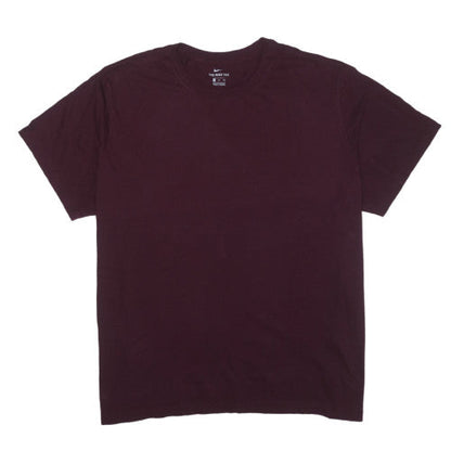 Nike Men's Burgundy Crew Neck Cotton T-Shirt Size M