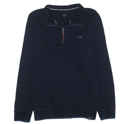 FQ1924 Men's Blue 1/4 Zip High Neck Sweatshirt Size L