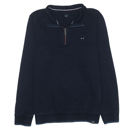 FQ1924 Men's Blue 1/4 Zip High Neck Sweatshirt Size L