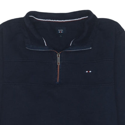 FQ1924 Men's Blue 1/4 Zip High Neck Sweatshirt Size L
