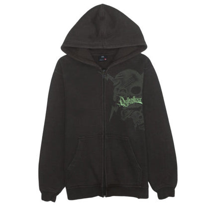 Quiksilver Boys Black Full Zip Graphic Hoodie Size 14 Years