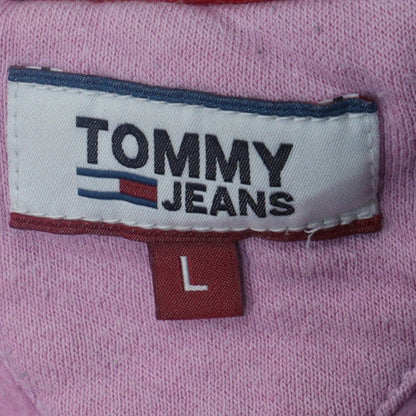 Tommy Jeans Womens Pink Blue Colourblock Crew Neck Sweatshirt L