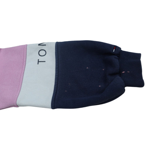 Tommy Jeans Womens Pink Blue Colourblock Crew Neck Sweatshirt L