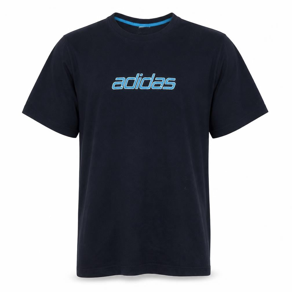 Front view of Adidas men’s black short sleeve crew neck cotton sports t-shirt l