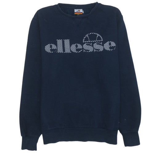 Ellesse Men's Navy Blue Logo Crew Neck Sweatshirt M Cotton Blend