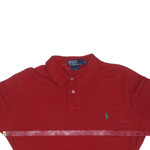 Ralph Lauren Men's Red Cotton Polo Shirt Custom Fit L
