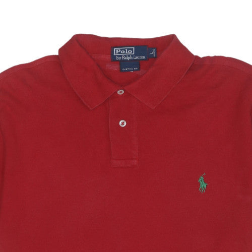Ralph Lauren Men's Red Cotton Polo Shirt Custom Fit L