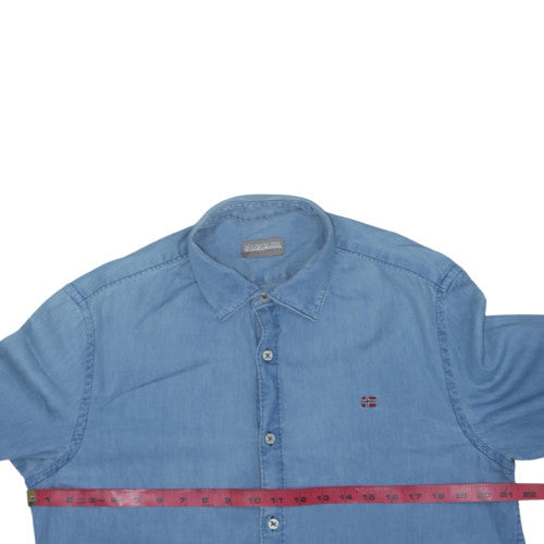 Napapijri Men's Blue Long Sleeve Cotton Button-Up Shirt XL