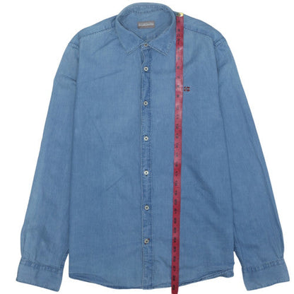 Napapijri Men's Blue Long Sleeve Cotton Button-Up Shirt XL