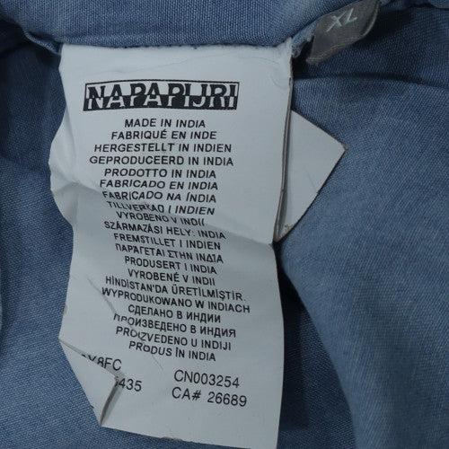 Napapijri Men's Blue Long Sleeve Cotton Button-Up Shirt XL