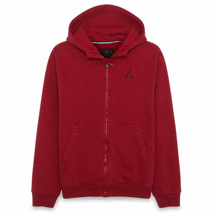 Front view of Jordan Men's Red Full Zip Hoodie, size S, Sports Fleece