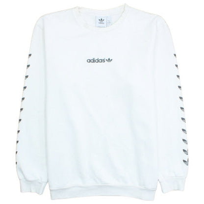 Adidas Mens White XL Crew Neck Pullover Fleece Sweatshirt
