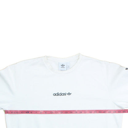 Adidas Mens White XL Crew Neck Pullover Fleece Sweatshirt
