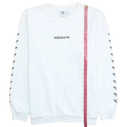 Adidas Mens White XL Crew Neck Pullover Fleece Sweatshirt