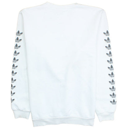 Adidas Mens White XL Crew Neck Pullover Fleece Sweatshirt