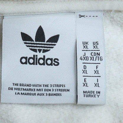 Adidas Mens White XL Crew Neck Pullover Fleece Sweatshirt