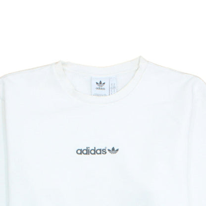 Adidas Mens White XL Crew Neck Pullover Fleece Sweatshirt