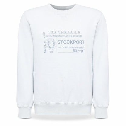 Fred Perry Men's White L Pullover Sweatshirt Stockport Logo Cotton