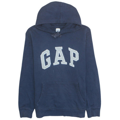 GAP Mens Blue Pullover Hoodie Medium Fleece Logo Sweatshirt