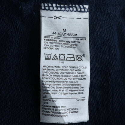 GAP Mens Blue Pullover Hoodie Medium Fleece Logo Sweatshirt